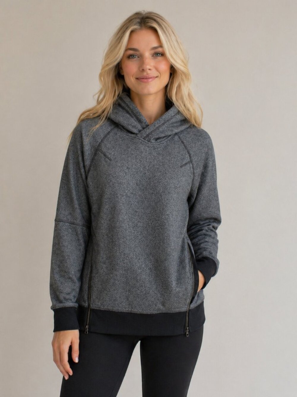 Lululemon Om & Roam Pullover Hoodie Gray Side Zip Sweatshirt Size 10 (No tag)